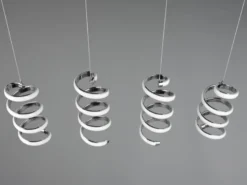 LED Pendelleuchte LAOLA 4-flammig in 3 Stufen dimmbar Silber Chrom, Breite 85cm