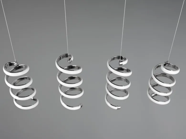 LED Pendelleuchte LAOLA 4-flammig in 3 Stufen dimmbar Silber Chrom, Breite 85cm