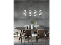 LED Pendelleuchte LAOLA 4-flammig in 3 Stufen dimmbar Silber Chrom, Breite 85cm