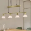 LED Pendelleuchte LEVISTO Messing 4-flammig höhenverstellbar bis 160cm, B: 80cm