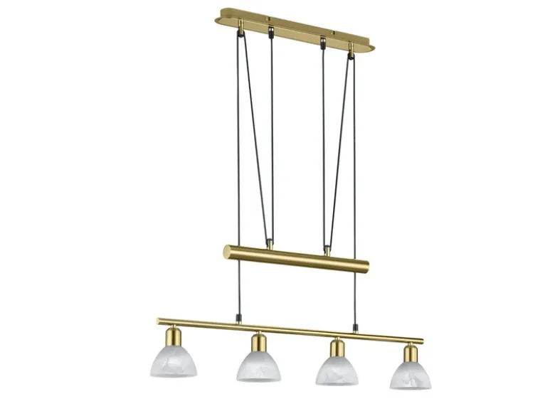 LED Pendelleuchte LEVISTO Messing 4-flammig höhenverstellbar bis 160cm, B: 80cm
