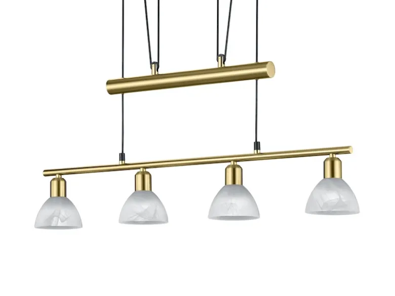 LED Pendelleuchte LEVISTO Messing 4-flammig höhenverstellbar bis 160cm, B: 80cm
