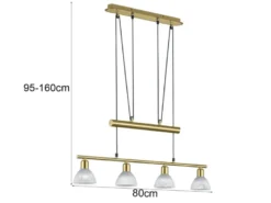 LED Pendelleuchte LEVISTO Messing 4-flammig höhenverstellbar bis 160cm, B: 80cm