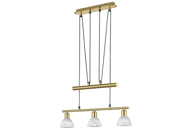 LED Pendelleuchte LEVISTO Messing 3-flammig höhenverstellbar bis 160cm, B: 60cm