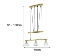 LED Pendelleuchte LEVISTO Messing 3-flammig höhenverstellbar bis 160cm, B: 60cm