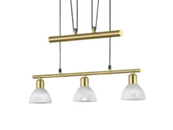 LED Pendelleuchte LEVISTO Messing 3-flammig höhenverstellbar bis 160cm, B: 60cm