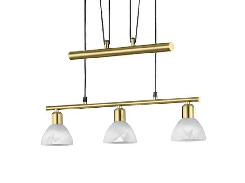 LED Pendelleuchte LEVISTO Messing 3-flammig höhenverstellbar bis 160cm, B: 60cm