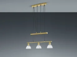 LED Pendelleuchte LEVISTO Messing 3-flammig höhenverstellbar bis 160cm, B: 60cm
