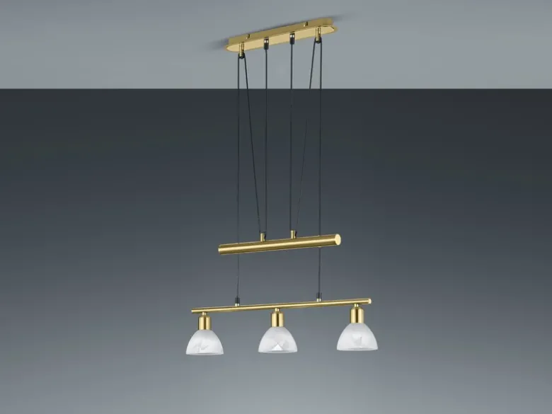 LED Pendelleuchte LEVISTO Messing 3-flammig höhenverstellbar bis 160cm, B: 60cm