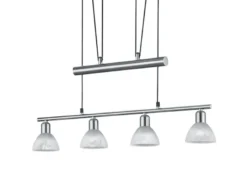 LED Pendelleuchte LEVISTO Silber 4-flammig höhenverstellbar bis 160cm, B: 80cm