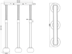 LED Pendelleuchte MADISON 3-flammig Rauchglas, höhenverstellbar, Breite 82cm