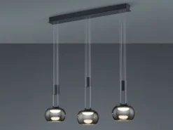 LED Pendelleuchte MADISON 3-flammig Rauchglas, höhenverstellbar, Breite 82cm
