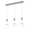 LED Pendelleuchte MADISON 3-flammig Silber mit Milchglas, Breite 82cm