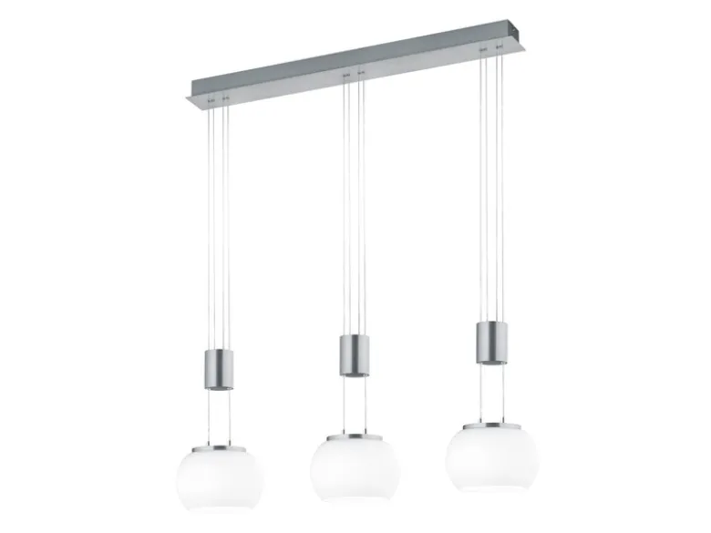 LED Pendelleuchte MADISON 3-flammig Silber mit Milchglas, Breite 82cm