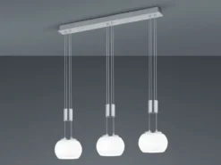 LED Pendelleuchte MADISON 3-flammig Silber mit Milchglas, Breite 82cm