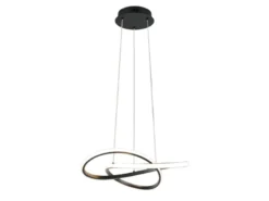 LED Pendelleuchte MANSA Schwarz, Metall Spiralschirm geschwungen, Ø 50cm