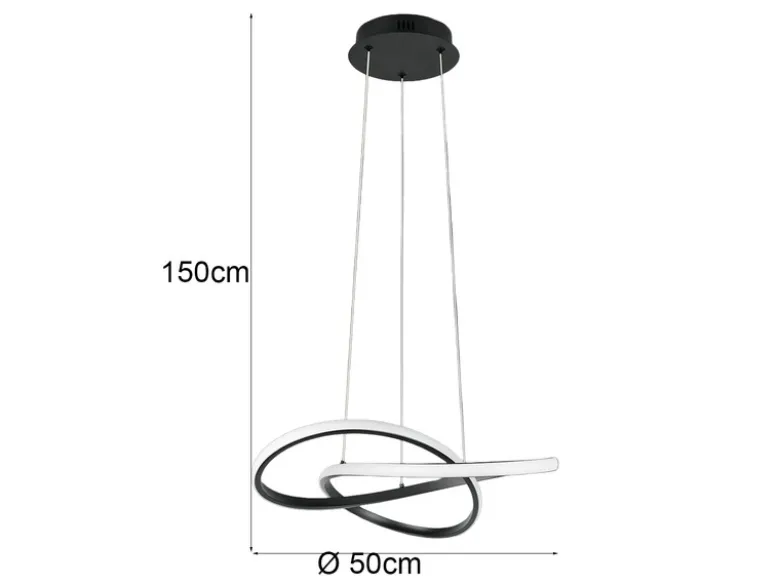 LED Pendelleuchte MANSA Schwarz, Metall Spiralschirm geschwungen, Ø 50cm