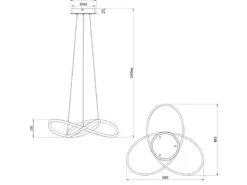 LED Pendelleuchte MANSA Schwarz, Metall Spiralschirm geschwungen, Ø 50cm