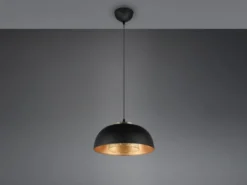 LED Pendelleuchte Metall Schwarz Gold mit Drahtgeflecht, Ø 35cm
