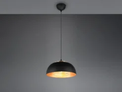 LED Pendelleuchte Metall Schwarz Gold mit Drahtgeflecht, Ø 35cm
