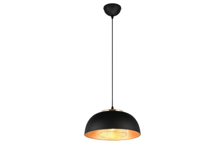 LED Pendelleuchte Metall Schwarz Gold mit Drahtgeflecht, Ø 35cm