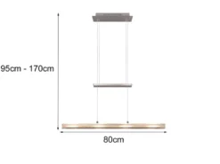 LED Pendelleuchte MILOS Silber aus Glas höhenverstellbar bis 170cm, Breite 80cm