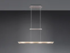 LED Pendelleuchte MILOS Silber aus Glas höhenverstellbar bis 170cm, Breite 80cm