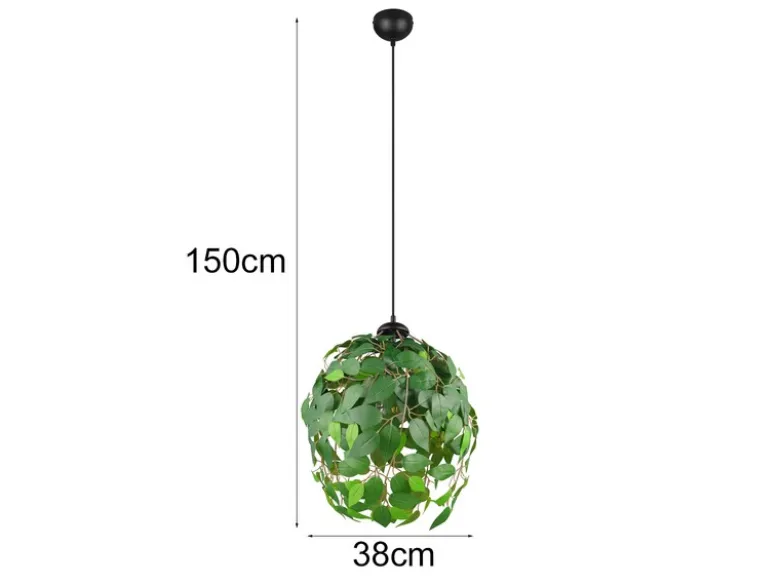 LED Pendelleuchte mit Blätter Lampenschirm in Grün, Ø 38cm