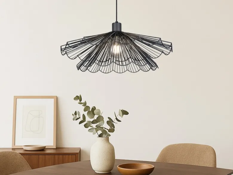 LED Pendelleuchte mit doppelt gefächertem Metall Gitterschirm Ø 50cm