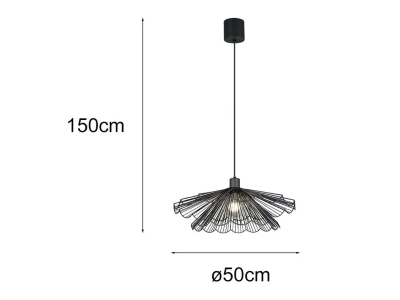 LED Pendelleuchte mit doppelt gefächertem Metall Gitterschirm Ø 50cm