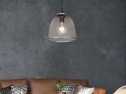 LED Pendelleuchte mit Drahtgeflecht Lampenschirm Silber, Ø 40cm