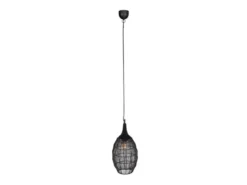LED Pendelleuchte mit Drahtgeflecht Lampenschirm Oval Schwarz, Ø 26cm