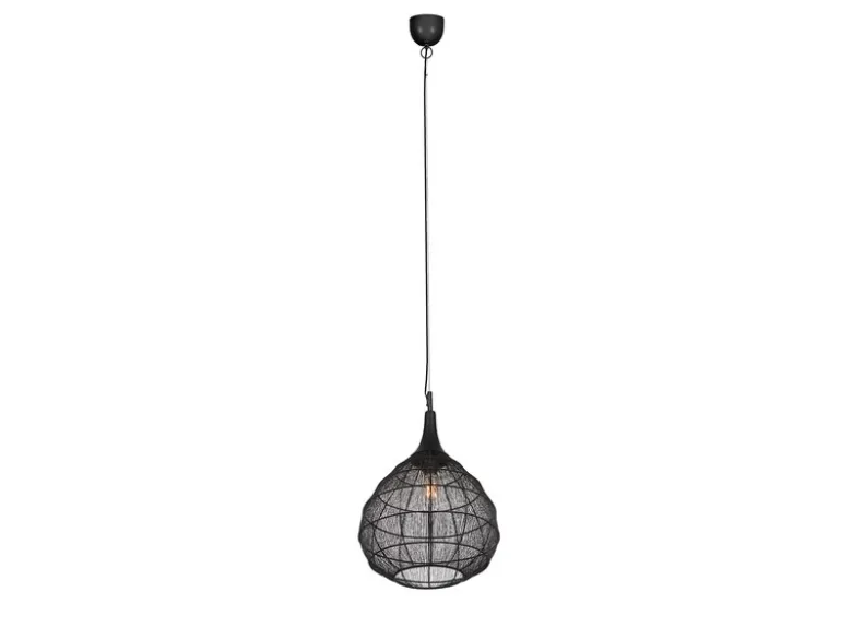 LED Pendelleuchte mit Drahtgeflecht Lampenschirm Schwarz, Ø 42cm