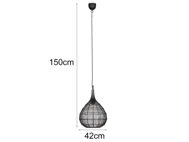 LED Pendelleuchte mit Drahtgeflecht Lampenschirm Schwarz, Ø 42cm