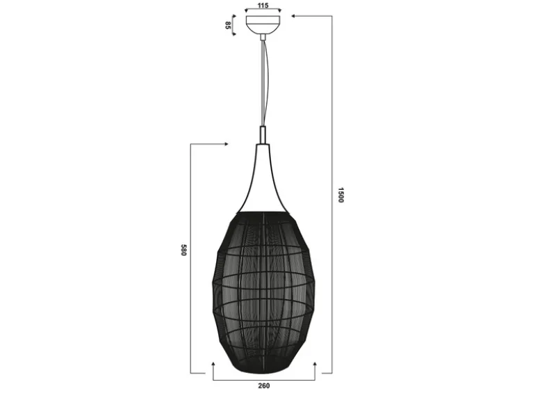 LED Pendelleuchte mit Drahtgeflecht Lampenschirm Oval Altmessing, Ø 26cm