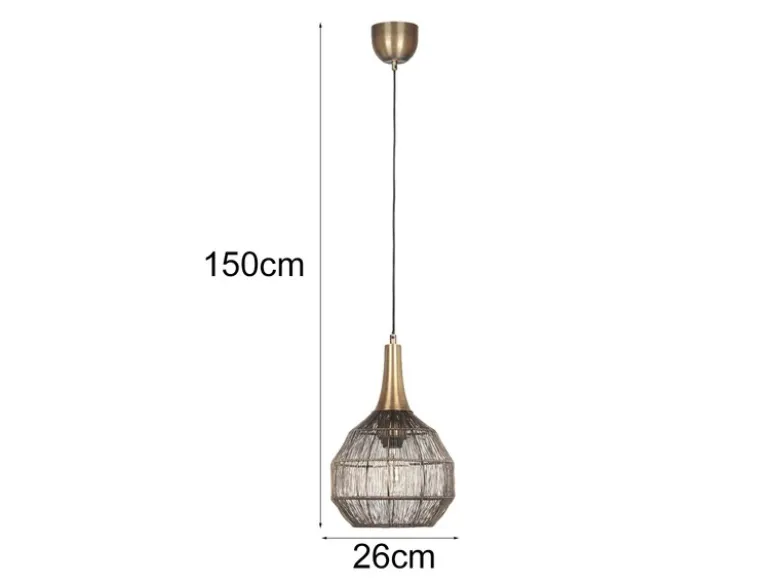 LED Pendelleuchte mit Drahtgeflecht Lampenschirm Altmessing, Ø 26cm