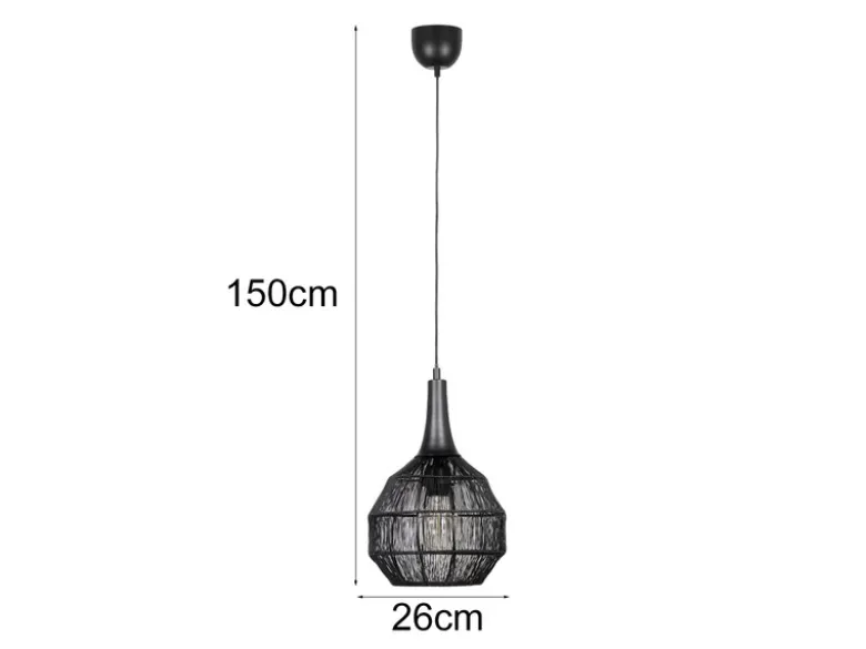 LED Pendelleuchte mit Drahtgeflecht Lampenschirm Schwarz, Ø 26cm