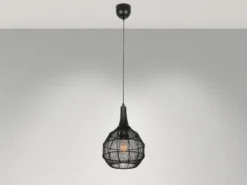 LED Pendelleuchte mit Drahtgeflecht Lampenschirm Schwarz, Ø 26cm