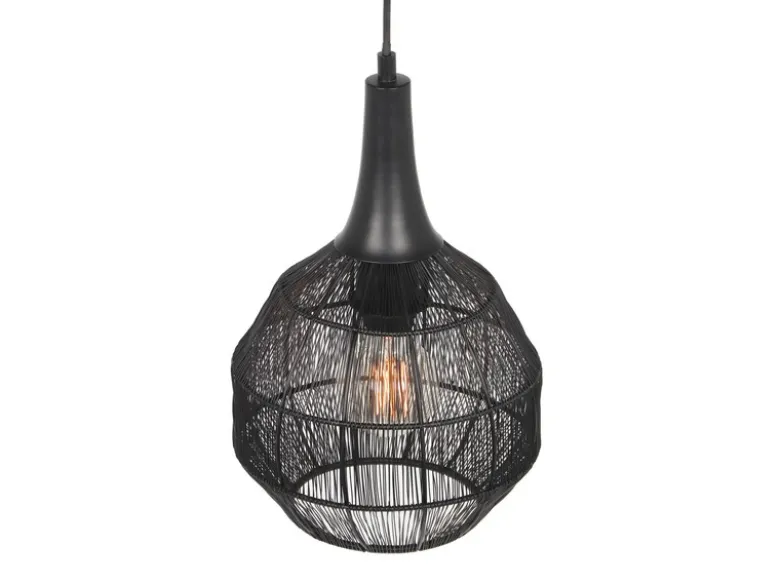 LED Pendelleuchte mit Drahtgeflecht Lampenschirm Schwarz, Ø 26cm