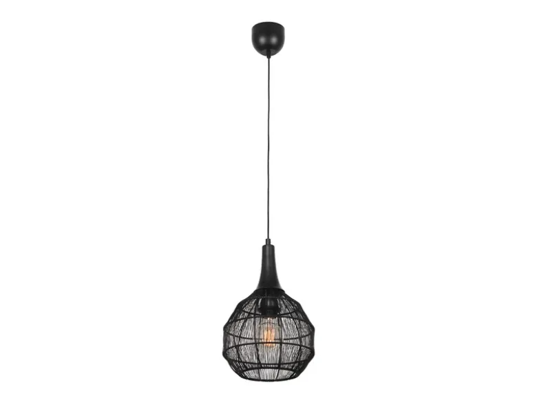 LED Pendelleuchte mit Drahtgeflecht Lampenschirm Schwarz, Ø 26cm