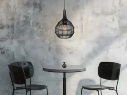 LED Pendelleuchte mit Drahtgeflecht Lampenschirm Schwarz, Ø 26cm