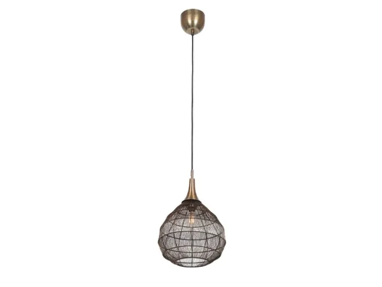 LED Pendelleuchte mit Drahtgeflecht Lampenschirm Altmessing, Ø 42cm