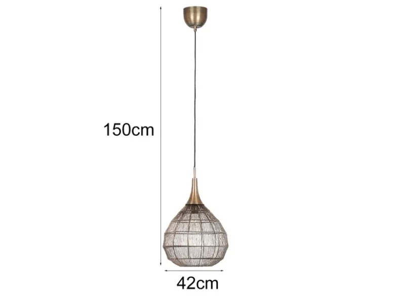 LED Pendelleuchte mit Drahtgeflecht Lampenschirm Altmessing, Ø 42cm
