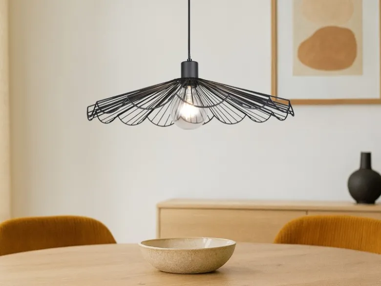 LED Pendelleuchte mit gefächertem Metall Gitterschirm Ø 50cm