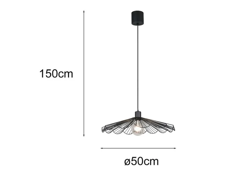LED Pendelleuchte mit gefächertem Metall Gitterschirm Ø 50cm