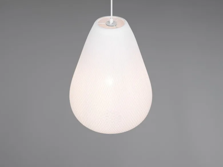 LED Pendelleuchte mit gemustertem Stoff Lampenschirm Weiß, Ø 35cm