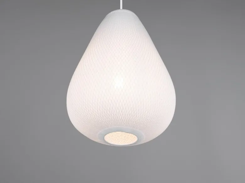 LED Pendelleuchte mit gemustertem Stoff Lampenschirm Weiß, Ø 35cm