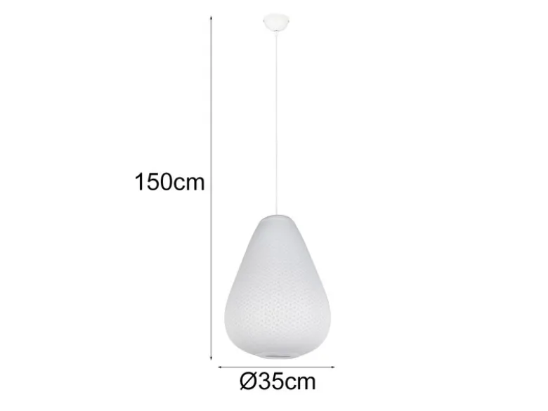 LED Pendelleuchte mit gemustertem Stoff Lampenschirm Weiß, Ø 35cm