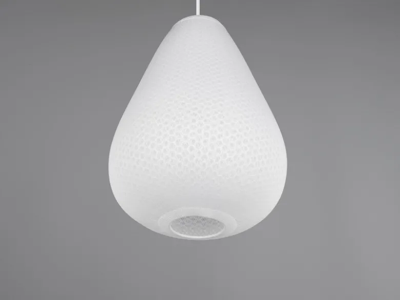 LED Pendelleuchte mit gemustertem Stoff Lampenschirm Weiß, Ø 35cm