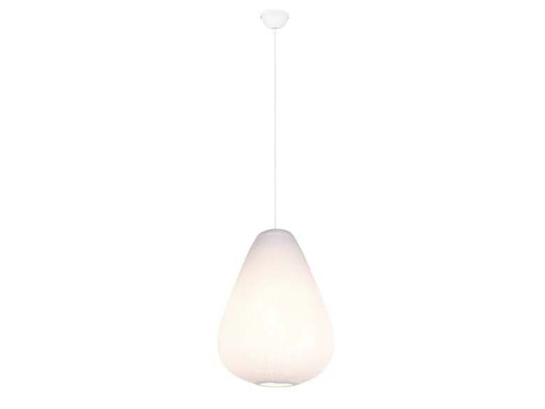 LED Pendelleuchte mit gemustertem Stoff Lampenschirm Weiß, Ø 35cm